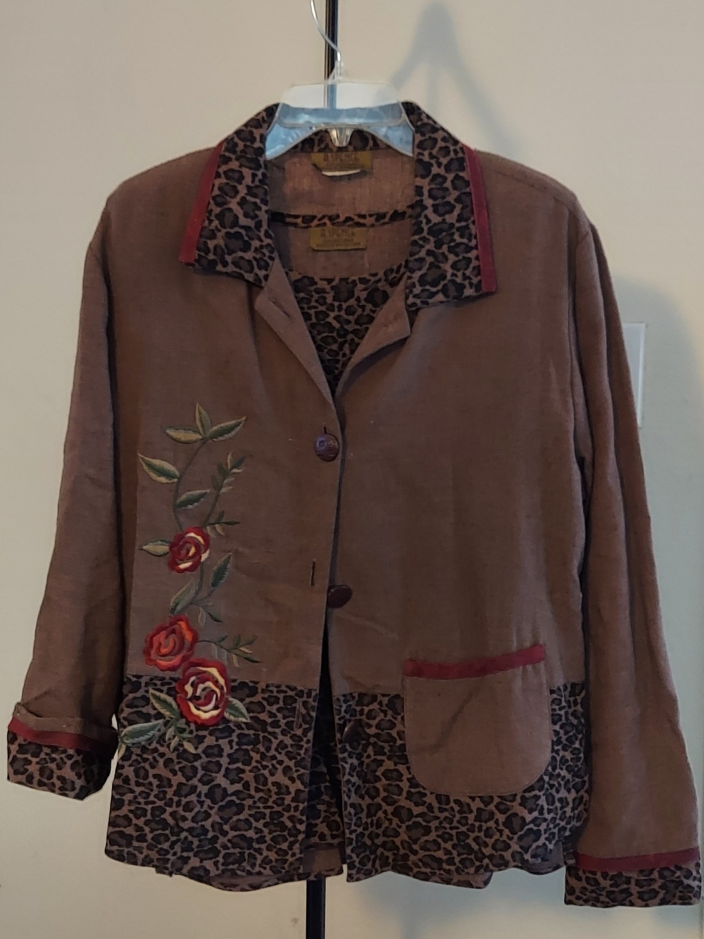Vintage A. Spence Leopard Floral Jacket A Dress 3 Piece Set
